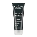 ManCave Charcoal Face Scrub 100ml for Men, Exfoliate & Smooth Skin, Dermatlogically Tested, Natural Formulation, Vegan Friendly and Cruelty Free, Tube made from Recycled Plastics, Made in England
