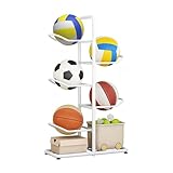 Ballständer, Stabiler Ballregal Aufbewahrung Regal Sportgeräte Organizer, Perfekt Für Garage Oder Innenbereich, Verstellbare Fußpolster, Garage Organizer Für Sportgeräte(White,23.5*58*86cm)
