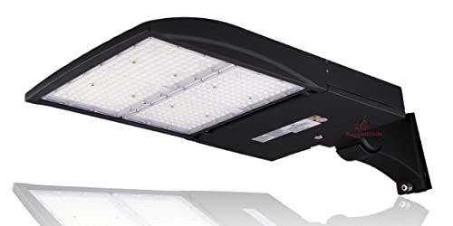 RuggedGrade 42,000 Lumen - 300 watt NextGen III LED Shoebox Lights - Dimmable - with Photocell -ARM Mount
