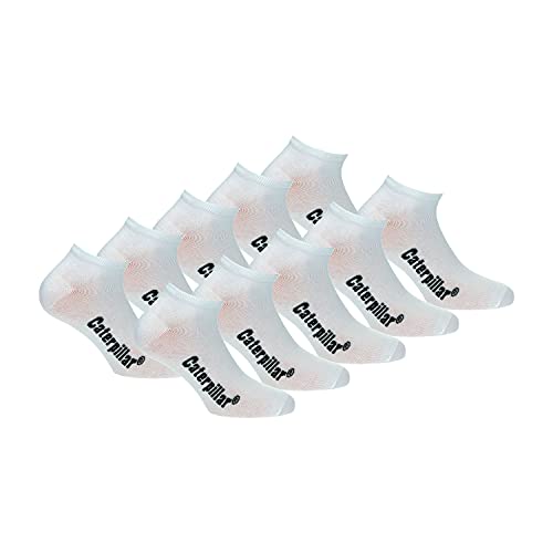 Caterpillar Sneaker 10 pares Calcetines cortos, altura del tobillo, en algodón suave (Blanco, 43-46)