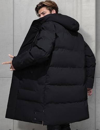 Gihuo Mens Long Puffer Jacket Winter Warm Hooded Outerwear Quilted Jacket Zip Up Padded Coats Outerwear2