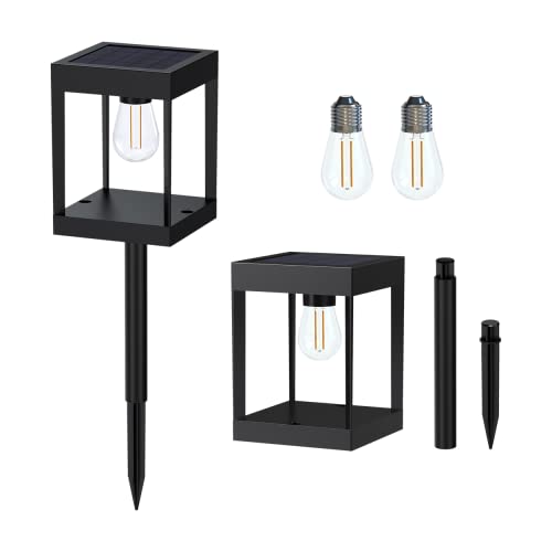 intelamp Lot de 2 lampes solaires pour allée, jardin, allée, terrasse, cour, pelouse Cover