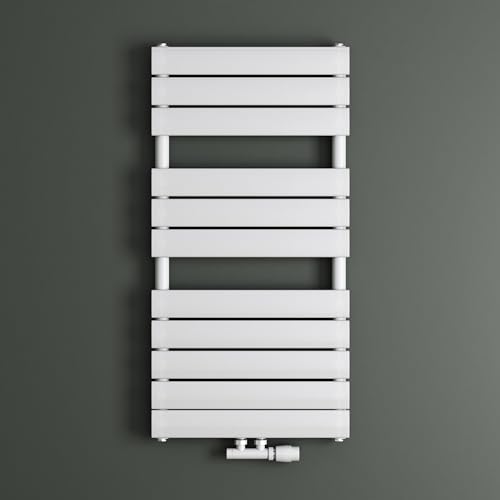 Mai & Mai Badheizkörper Handtuchheizkörper Handtuchhalter Heizkörper bad flach 100x50cm in Weiß Seitenanschluss & Mittelanschluss Paneelheizkörper Horizontal Handtuchwärmer Badheizung