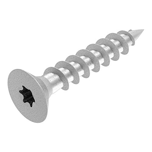 Tornillo SECCARO para aglomerado 5 x 25 mm, acero galvanizado, tornillo para madera con rosca completa, TX / hexalobular, 250 piezas