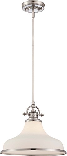 Review Product Quoizel GRT2814BN Grant Vintage Pendant Lighting, 1-Light, 100 Watts, Brushed Nickel (12" H x 14" W)