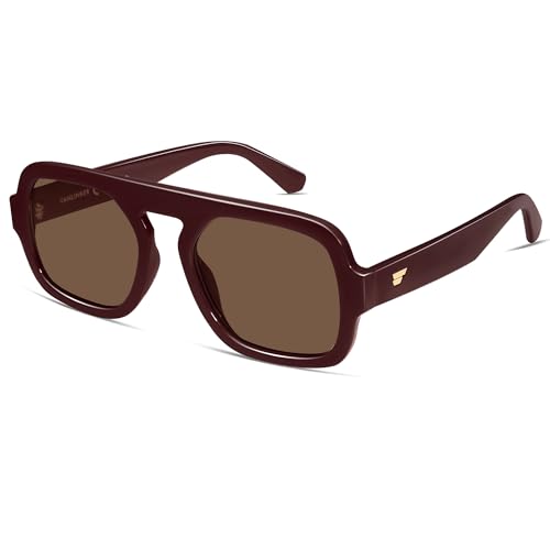 Image of VANLINKER Retro Square Aviator Sunglasses for Women Men 70s Vintage Style Trendy Flat Top Rectangle Sun Glasses VL9826