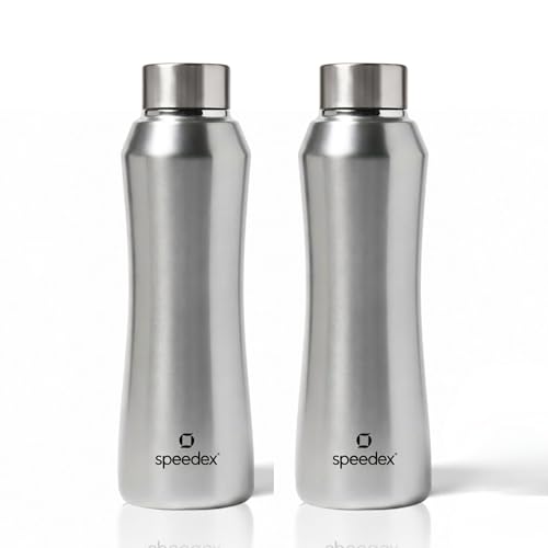 Image of Speedex Stainless Steel Water Bottle 1 Ltr, Leak Proof Screw Cap, BIS Approved 1000 ml Metal Bottle For Daily, Office, School, Gym, Travel Use for Men, Women, Kids, Adults, Silver, Set of 2
