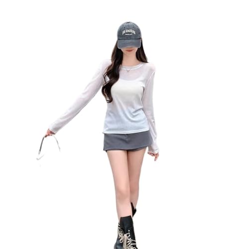 T-shirt protection solaire femmes manches longues top transparent léger