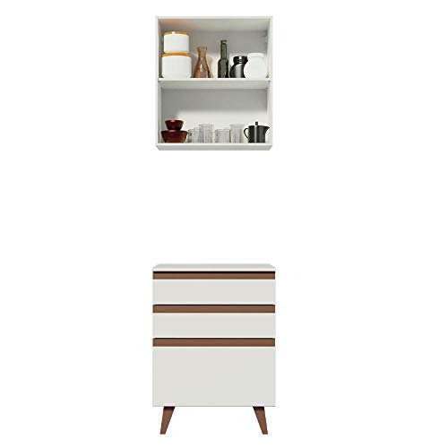 Image of Madesa Engineered Wood Modular Kitchen Set with Cabinets, Ample Storage 60 Cm Wide with 2 Cabinets, 3 Pull-Out Drawers - White