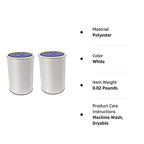 Coats & Clark All Purpose Thread 400 Yards White (One Spool Of Yarn) (2 Pack) #TOP1