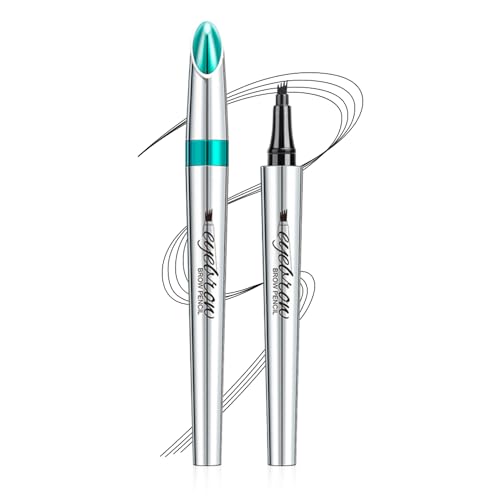 Microblading Eyebrow Pen, 2024 Upgraded 3D Waterproof Magic Eyebrow Pencil Contouring Pen, Natural Makeup Fine Stroke 4-Fork-Tip Eyebrow Pencil Long-Lasting Eyebrow Pencil (Black)