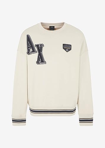 Armani Exchange Men's Collegiate Capsule Cotton French Terry Patch Logo Letters Pullover Sweatshirt3