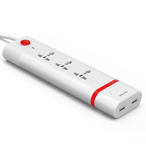 Kenz Spike Guard 3 International Socket + 1 Detachable USB Charger 2 Port (5V, 3A [Approx]) with Surge & Spike Protection with 2 Mtr Wire (kolors)-image-20