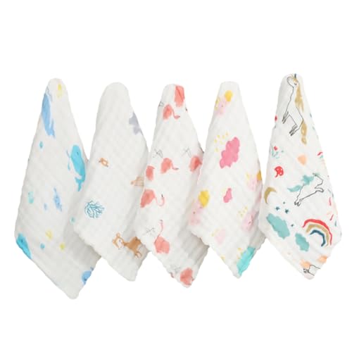 LIFKOME 5 Piezas Toalla De Algodón Puro Toalla Facial Para Recién Nacidos Para Limpieza De Bebés y Uso Alimentación