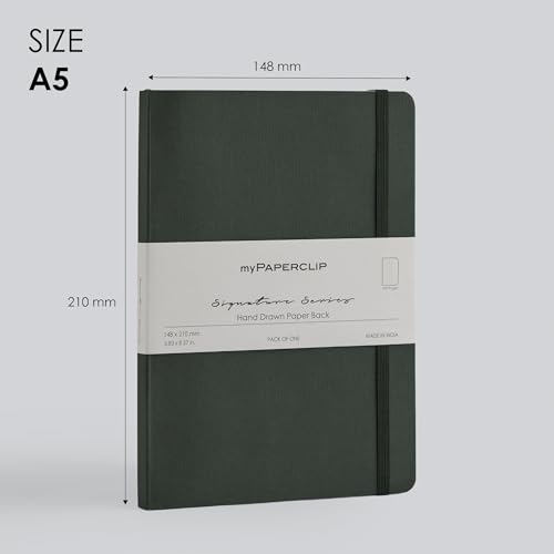 Image of myPAPERCLIP Signature Series A5 Unruled Notebook | 192 Pages, 90 GSM Recycled Paper, Soft Cover, A5 (5.83 x 8.27 in) | Flat Lay | Bookmark & Elastic Closure | Bosco