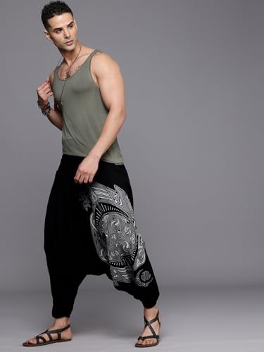 Image of The Veshti Company Printed Harem Pants for Men's Cotton Hippie Style Baggy Boho Yoga Pajama Pant with Pocket