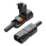 JSADZKJ Adaptador de Enchufe de conexión rápida IEC C14 de 3 Clavijas,2 Unidades Enchufe de alimentación C14 de 10A y 250V,Conector de alimentación CA C14 Desmontable,para ordenadore (C14)