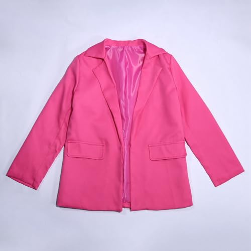 Kids Blazer Girls' Long Sleeve Notched Collar Jacket Open Front Wrinkle-Resistant Suit with Inner Pocket 3-14 Years2