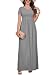 DEARCASE Women's Round Neck Short Sleeves A-line Casual Dress with Pocket Grey Large