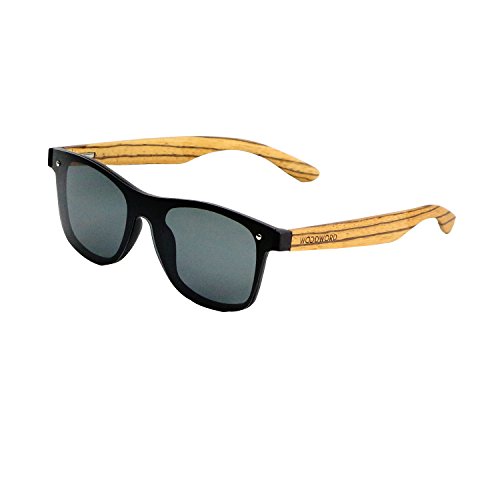Wood Sunglasses Polarized for Women and Men - Wood Frame Sunglasses Wayfarer with Flat Mirror Lens...