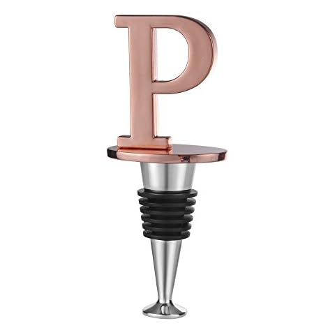 Miicol Wine Stopper, Prosecco Stopper, Wine Bottle Stopper, Personalised Champagne Stopper, Rose Gold Wine Accessories, Wine Lovers Gift, Monogram Gift, Letter P Cover
