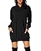 Cassiecy Damen Hoodie Kleid Pullover Langarm Sweatshirts Kapuzenpullover Tops Herbst Mini Kleid (Schwarz,L) Damen Sweatshirt günstig Kaufen-Cassiecy Damen Hoodie Kleid Pullover Langarm Sweatshirts Kapuzenpullover Tops Herbst Mini Kleid (Schwarz,L)