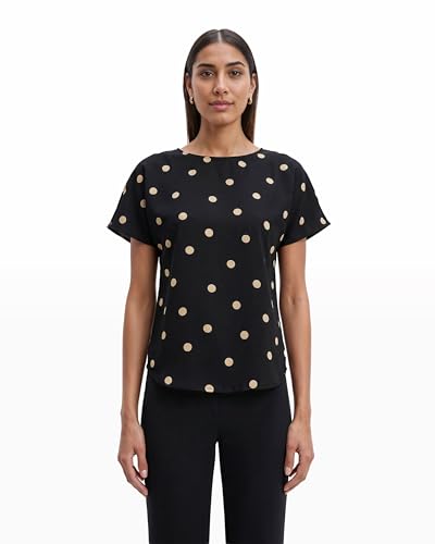Anne Klein Womens Anne Klein Women's Short Sleeve Polka Dot Top