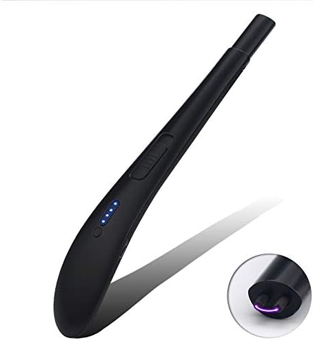 Candle Lighter, Electric Arc Lighter Rechargeable Windproof Long Grill Lighter Plasma Arc Beam Lighter Flameless for Candle Camping Cooking BBQs Fireworks - Black Color