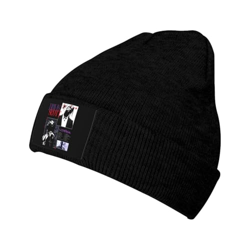 Travis Rapper Scott Knit Hat Cap Unisex-Warm Stretchable Quackity Cuffed Beanie Hats Black