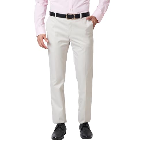 Image of Raymond Slim Fit Poly Viscose Blend Structure Pattern Flat Front Formal Trouser