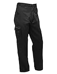 FNT Workwear Black Multi Pockets Men Cargo Combat Work Trousers Work Pants with Button & Zip Fly (28W / 33L, Black)