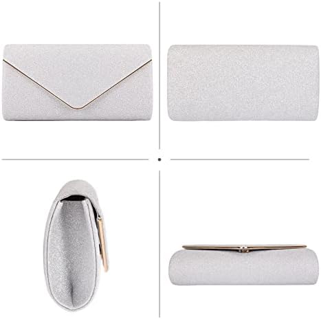 Larcenciel Women Clutch Bag Elegant Sequins Evening Clutch Purse Chain Shoulder Bags Sparkly Black Evening Bridal Prom Party Handbag Purse