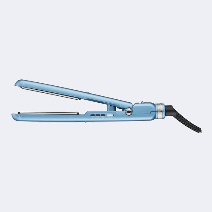 BaBylissPRO Nano Titanium 1" Mini Compact Ultra-Slim Flat Iron, Dual Voltage, Travel Flat Iron, 3 Temperature Setting, Locking Switch, Blue-BNTC4072TC