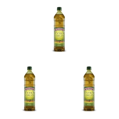 Image of Borges Extra Virgin Olive Oil - 1L PET |Unrefined & Cold Pressed Oil|Packed in Spain |75% MUFA | Rich in Antioxidants | Ideal For low heat cooking like sauteing & grilling, salad dressing (Pack of 3)