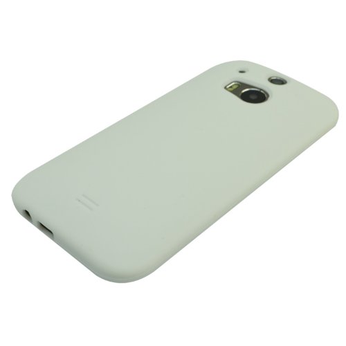 All New HTC One M8 Case - Premium Silicone Rubber Gel Soft Skin Case Cover for HTC M8 2014 Release (White)