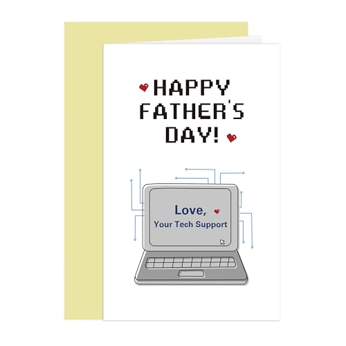 BKOQF Funny Tech Support Father's Day Card, Techy Guru Dad Gift from Wife Daughter Son, IT Awesome...