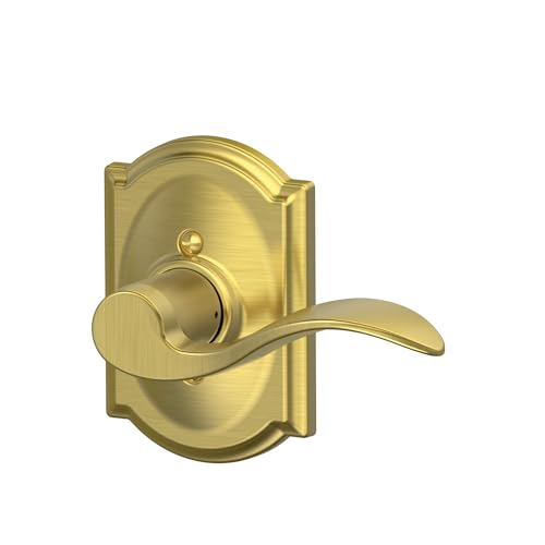 Image of SCHLAGE Accent Lever with Camelot Trim Non-Turning Lock in Satin Brass - Right Handed - F170 ACC 608 CAM RH