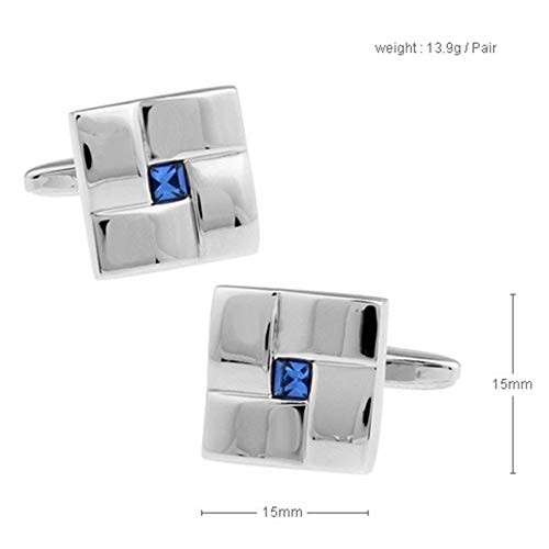 Mancuernillas cuadradas plateadas clásicas para hombre miniatura 5