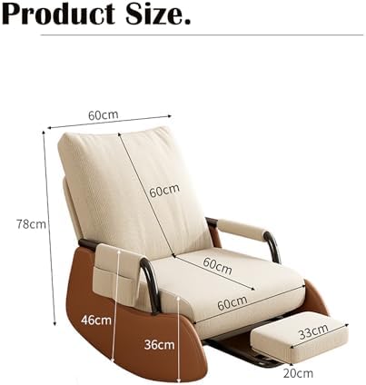 Patio Leisure Rocking Chairs，Comfy Nursing Rocking Chair with Sleeper Design, Folding Foot Pad and Side Pocket - Ideal Armchair for Living Room or Bedroom