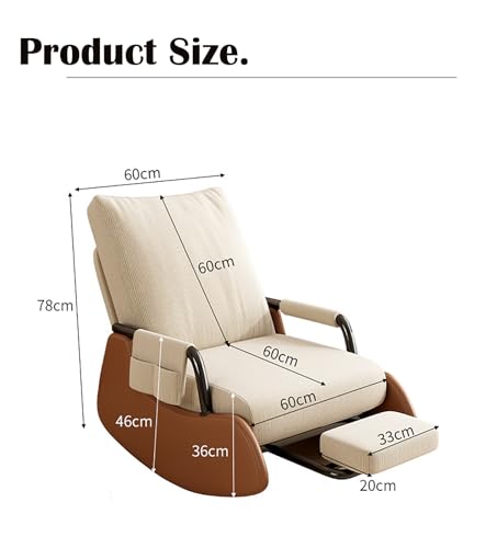 Comfy Nursing Rocking Chair with Sleeper Design, Folding Foot Pad and Side Pocket - Ideal Armchair for Living Room or Bedroom