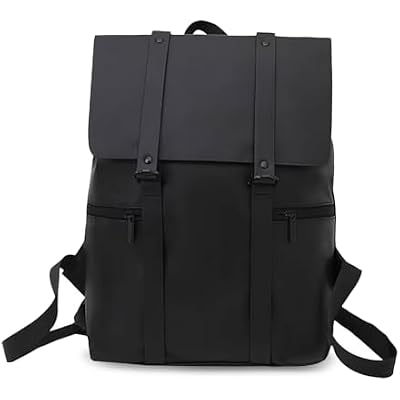 FANDARE Laptop Travel Backpack for Men Vintage PU Leather 12.9 inch Laptop Work Daypacks Black
