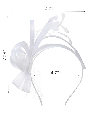 SWEETV Fascinators Headband with Feather, Women's Tea Party Hat for Kentucky Derby, Cocktail, Wedding, Fancy Dress Party