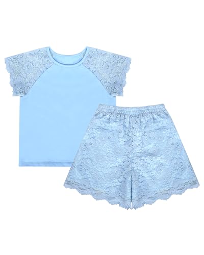 Image of Sunny Fashion Girls T-Shirt Top Short Pants Gym Active White Gray Heart
