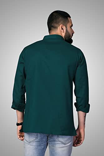 Image of Men's Cotton Regular Short Kurta | Casual & Ethnic Wear with Long Sleeve