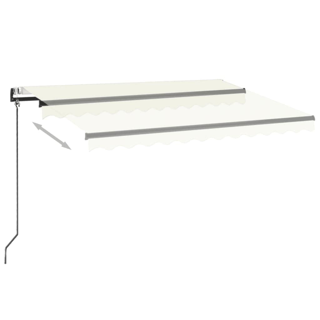 Toldo articulado automático con iluminación LED y sensor de viento, 350 x 250 cm, color crema, marco de aluminio con recubrimiento de polvo, protección solar resistente a los rayos UV y al
