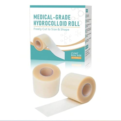 Image of Hydrocolloid Dressing Roll for Blisters, Burns & Acne, Waterproof Cut-to-Size Pimple Patch Roll, Medical Grade Wound Care Bandage for Heel Blister Protection & Skin Healing [ 5cm x 16 Feet ]