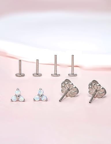 Limerencia G23 Hypoallergenic 18g Flat Back Stud Earrings | F136 Implant Grade Titanium Press Fit Threadless Push Pop in Cartilage Helix Labret Lip Monroe Tragus Piercing Studs3