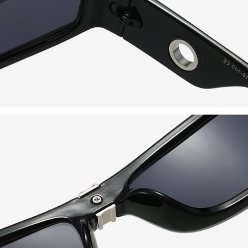 Lunettes de soleil carrées rétro noires steampunk mixtes UV400 - 5