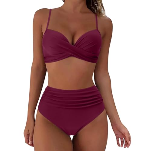 Conjunto De Bikini Para Mujer Traje De BañO Dos Piezas Push Up Cuello En V Estampado Ropa Interior Mujer Bragas De Algodon Bikini