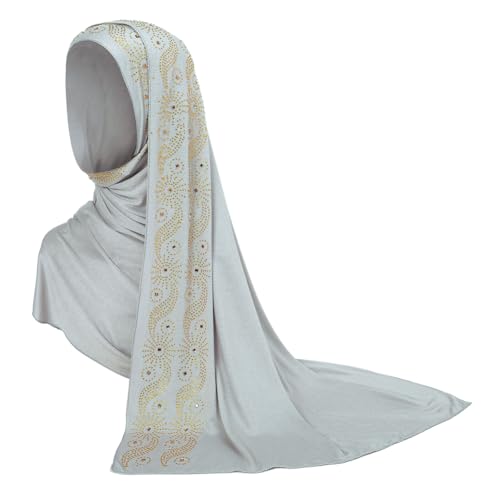 Women Muslim Turban One Piece Sequin Hijab Modest Fashion Eid Islamic Ramadan Shawl Headwear Scarf